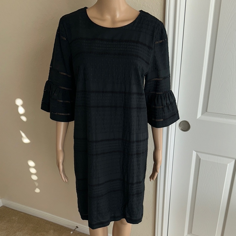 100% Cotton J. Crew Black Textured Dress Size 8